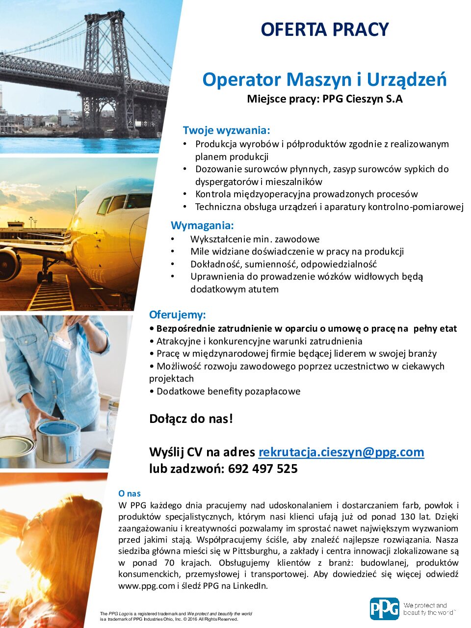 PPG Cieszyn Operator – Oferta Pracy